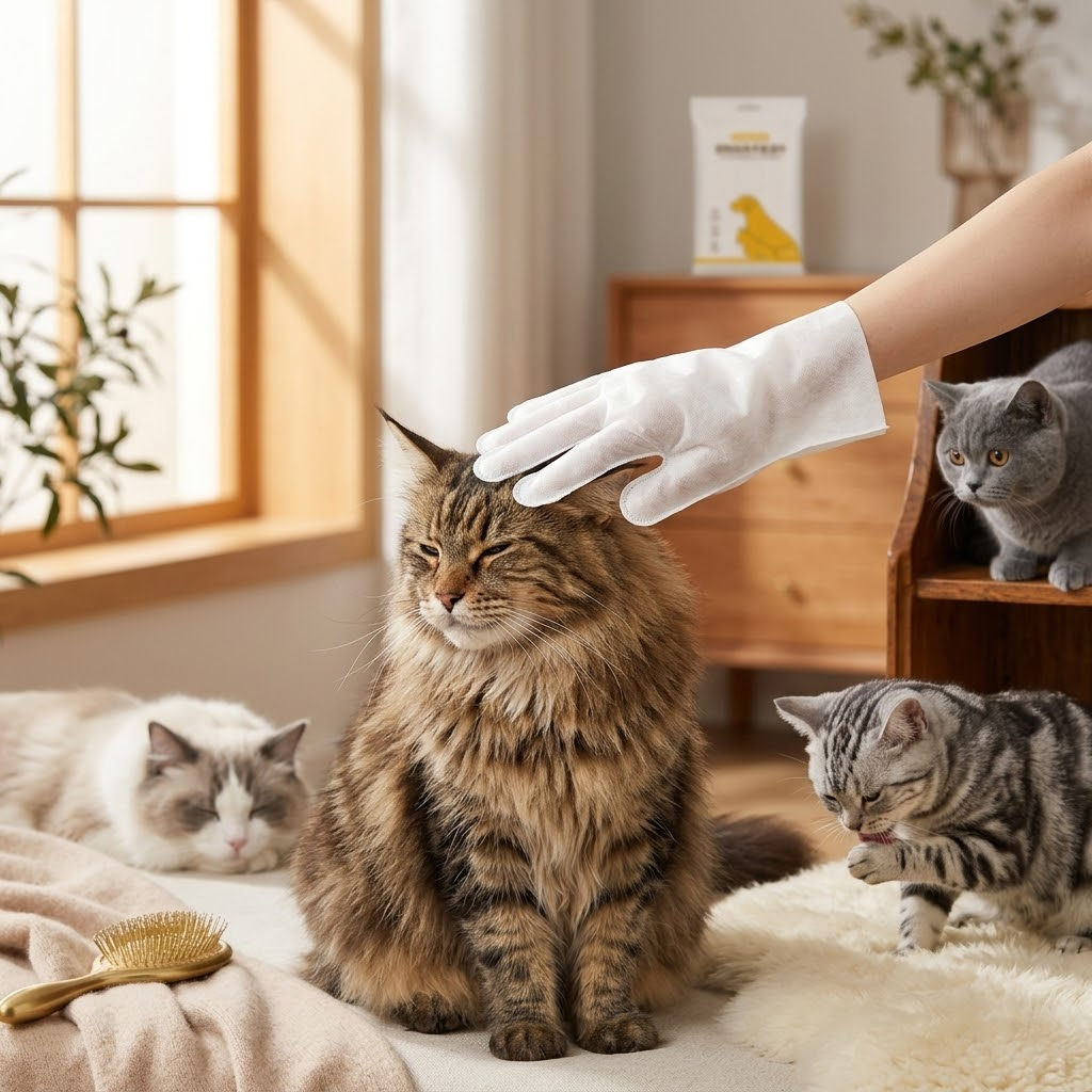 Disposable Pet Grooming Glove Wipes