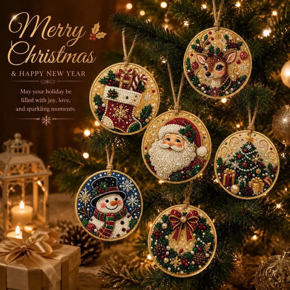🎄 Christmas DIY Diamond Painting Ornament Kit – 6 Sparkling Tree Decorations | LIMITED-TIME 50% OFF 🎁