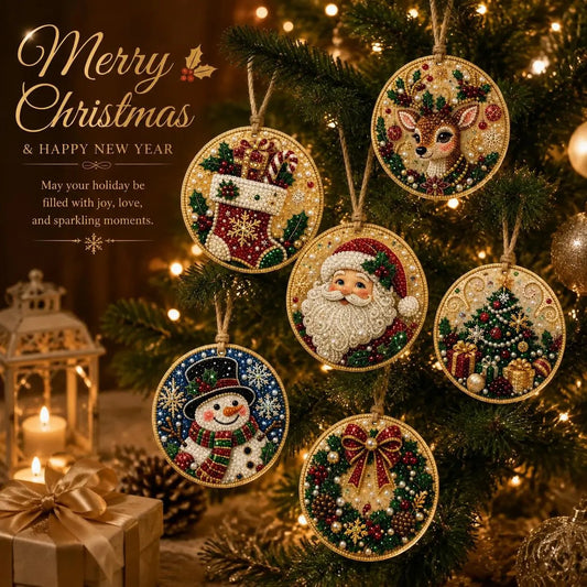 🎄 Christmas DIY Diamond Painting Ornament Kit – 6 Sparkling Tree Decorations | LIMITED-TIME 50% OFF 🎁
