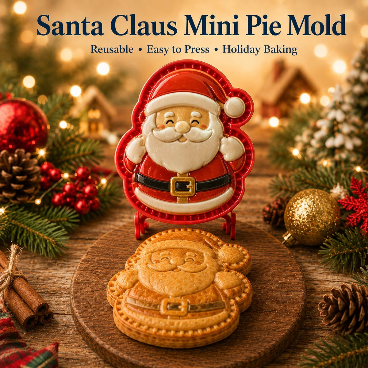 ⏳ Last Day50% OFF – 🎄 9-Design Christmas Mini Pie Mold Collection | Reusable Embossed Molds for Shaping Detailed Santa, Snow