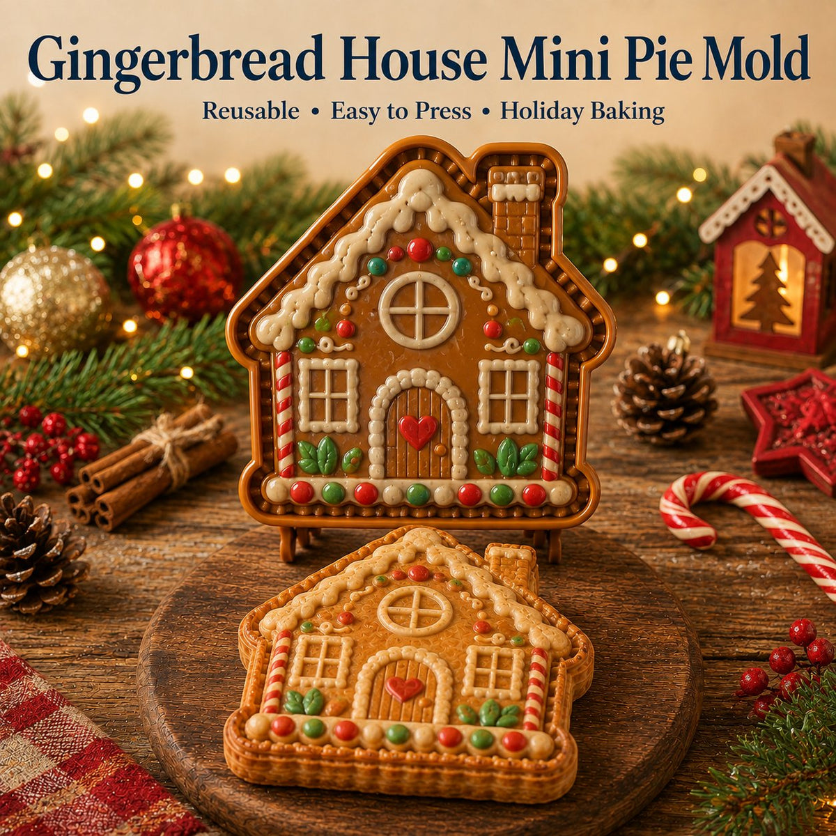 ⏳ Last Day50% OFF – 🎄 9-Design Christmas Mini Pie Mold Collection | Reusable Embossed Molds for Shaping Detailed Santa, Snow