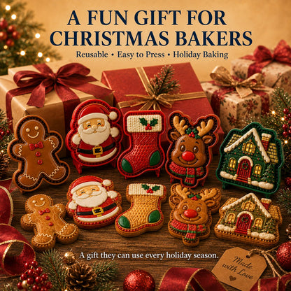 ⏳ Last Day50% OFF – 🎄 9-Design Christmas Mini Pie Mold Collection | Reusable Embossed Molds for Shaping Detailed Santa, Snow