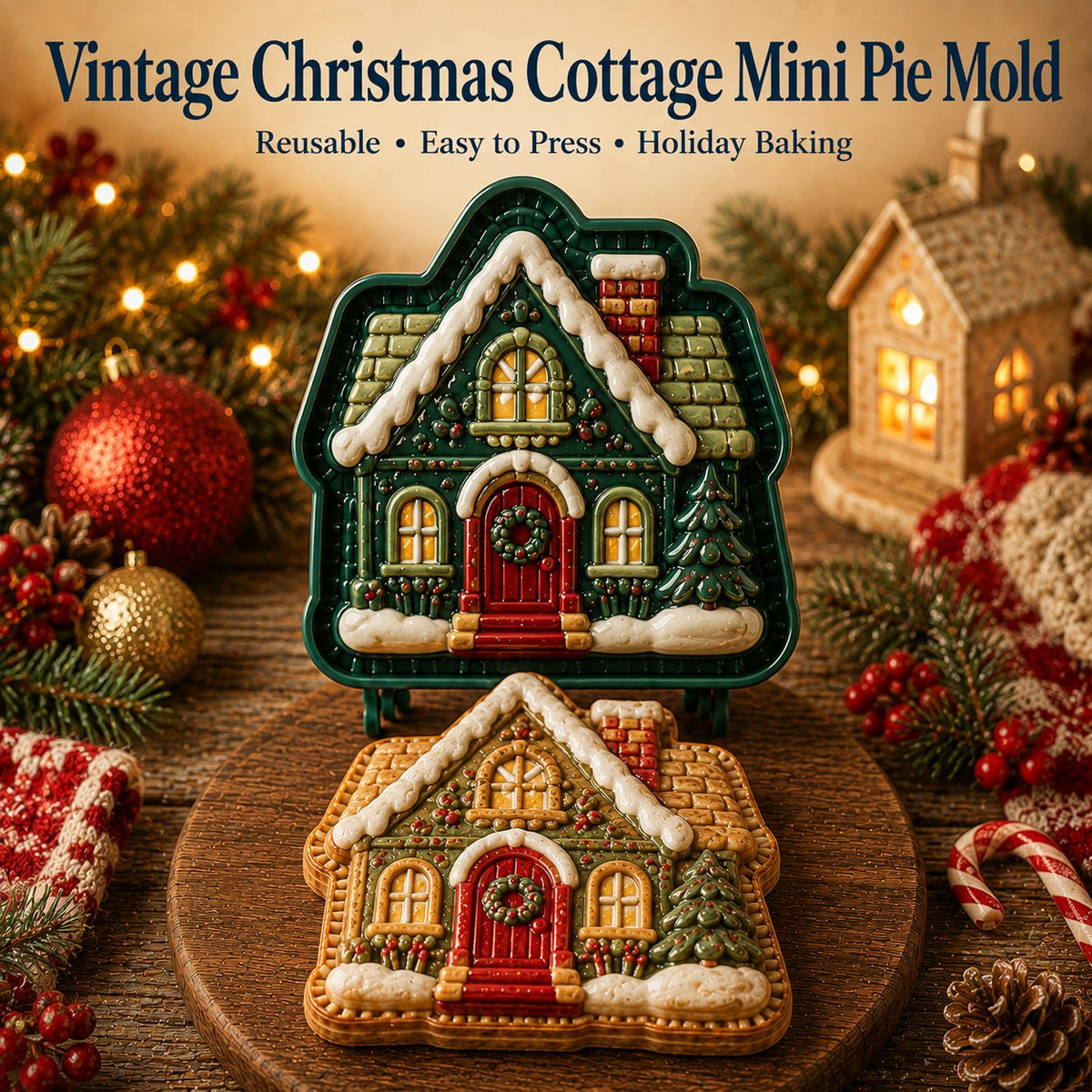 ⏳ Last Day50% OFF – 🎄 9-Design Christmas Mini Pie Mold Collection | Reusable Embossed Molds for Shaping Detailed Santa, Snow