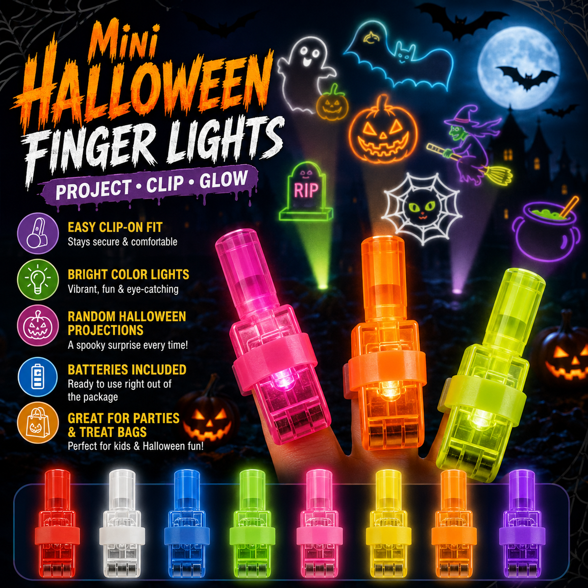 🔥🔥Last Day Buy 1 Get 1🔥👻🦇Halloween Finger Projector Lights🕷️🕸️