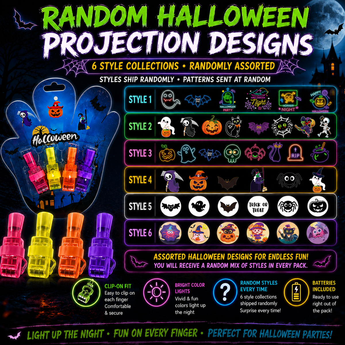 🔥🔥Last Day Buy 1 Get 1🔥👻🦇Halloween Finger Projector Lights🕷️🕸️