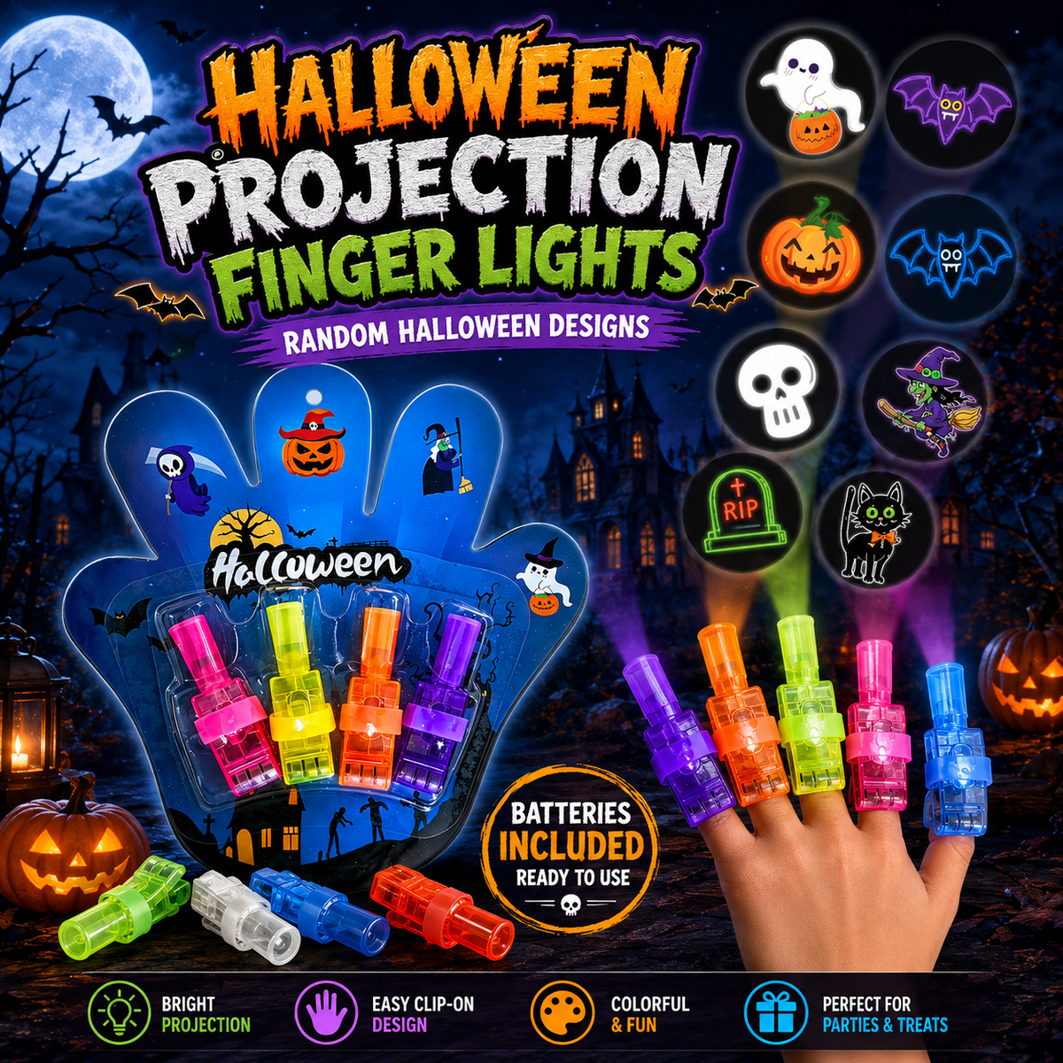🔥🔥Last Day Buy 1 Get 1🔥👻🦇Halloween Finger Projector Lights🕷️🕸️