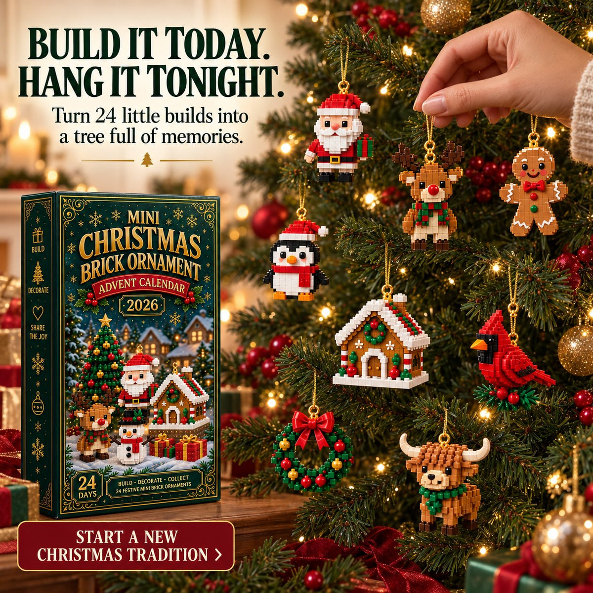 ⏳ Last Day 49% OFF – 🎄24-Day Mini Christmas Brick Ornament Advent Calendar