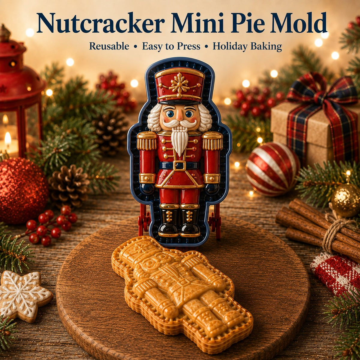 ⏳ Last Day50% OFF – 🎄 9-Design Christmas Mini Pie Mold Collection | Reusable Embossed Molds for Shaping Detailed Santa, Snow