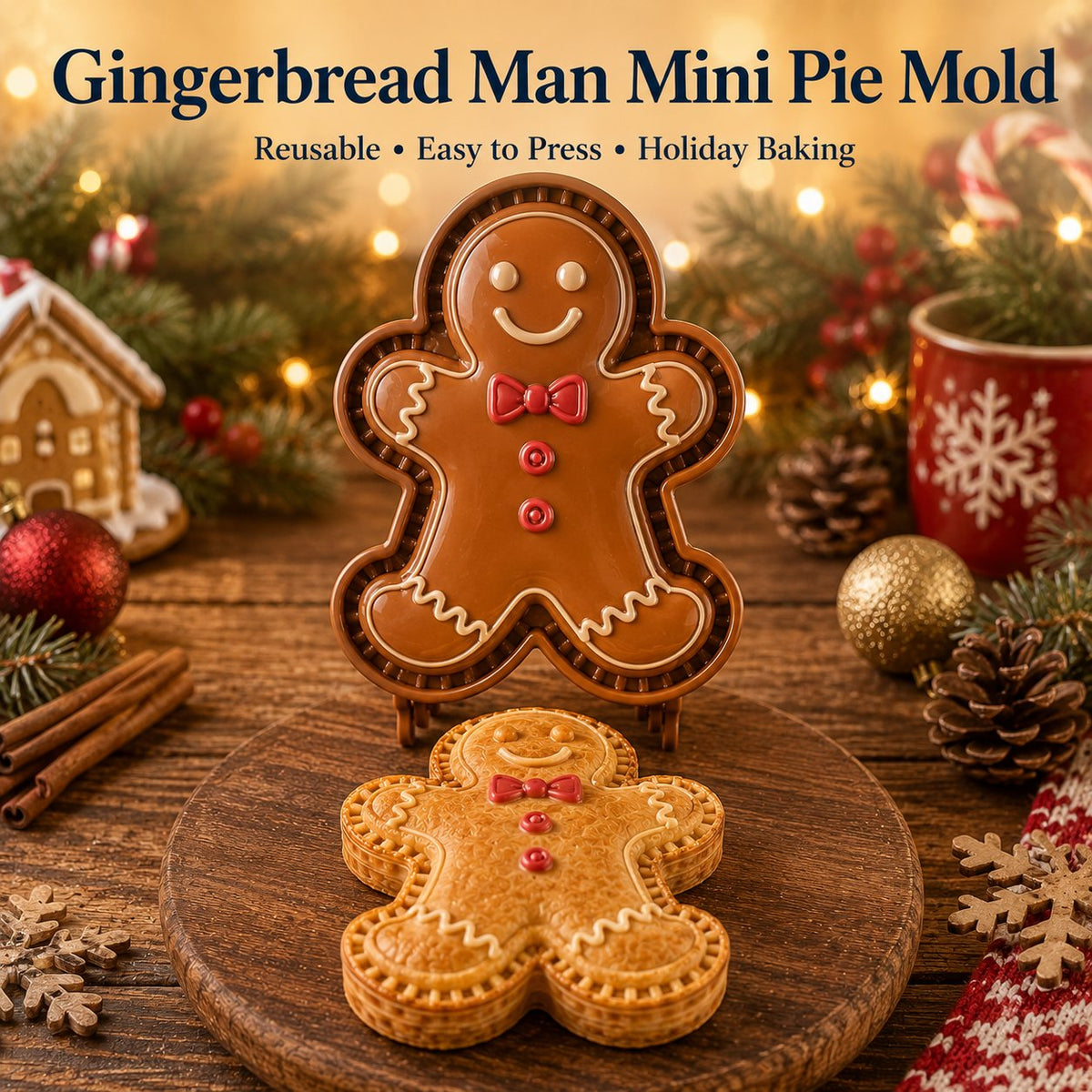 ⏳ Last Day50% OFF – 🎄 9-Design Christmas Mini Pie Mold Collection | Reusable Embossed Molds for Shaping Detailed Santa, Snow