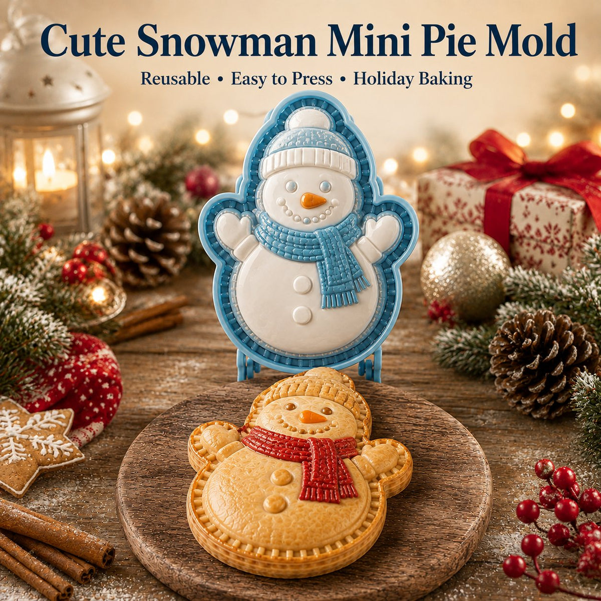 ⏳ Last Day50% OFF – 🎄 9-Design Christmas Mini Pie Mold Collection | Reusable Embossed Molds for Shaping Detailed Santa, Snow
