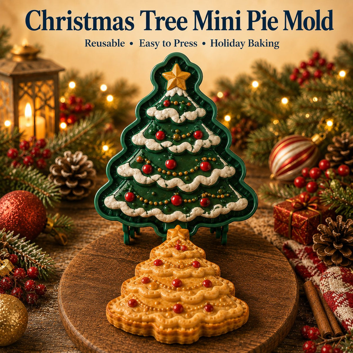 ⏳ Last Day50% OFF – 🎄 9-Design Christmas Mini Pie Mold Collection | Reusable Embossed Molds for Shaping Detailed Santa, Snow