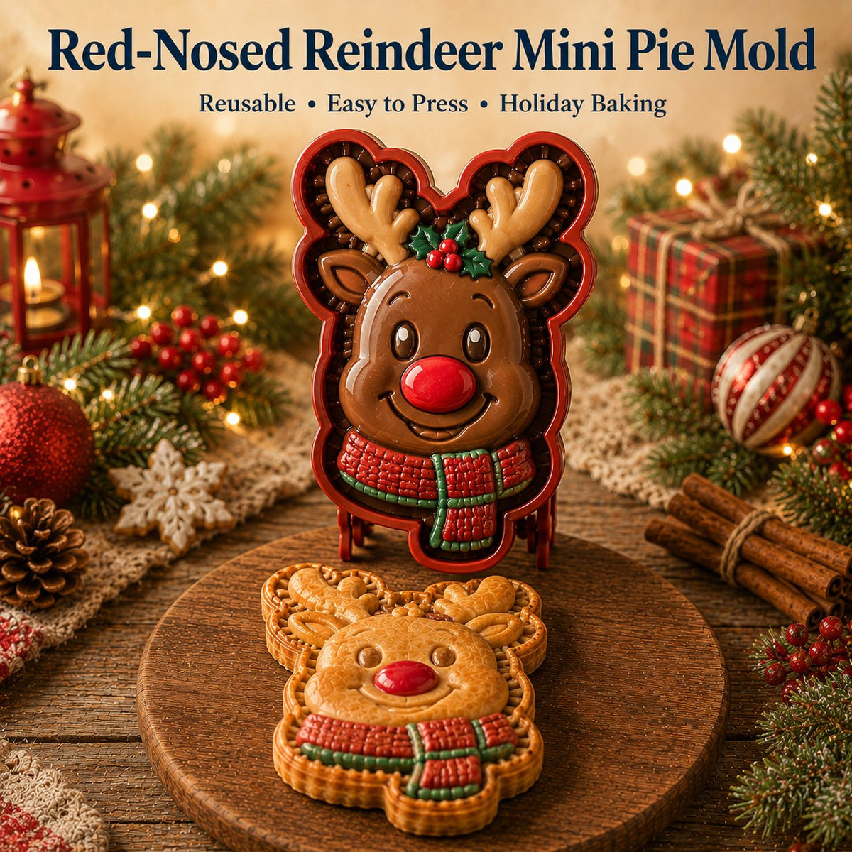 ⏳ Last Day50% OFF – 🎄 9-Design Christmas Mini Pie Mold Collection | Reusable Embossed Molds for Shaping Detailed Santa, Snow